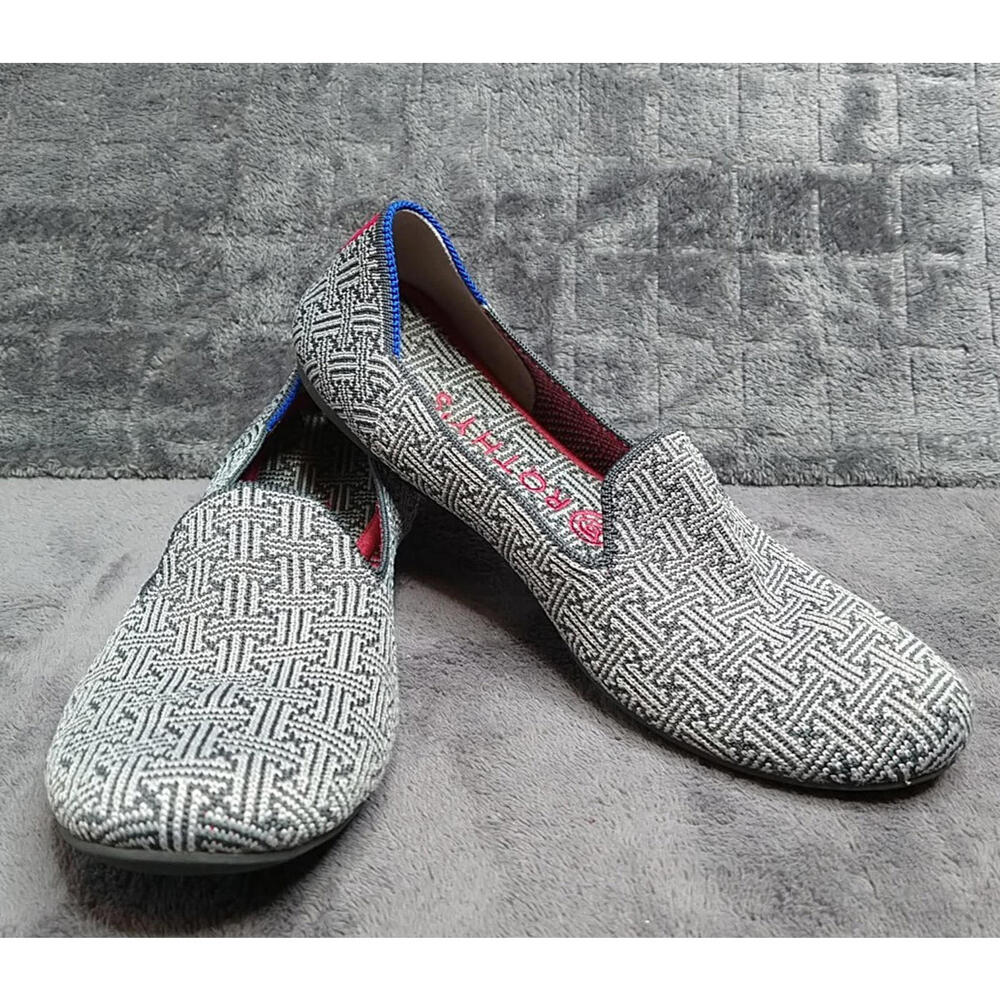 Rothy's Retired Charcoal Grid Round Toe Women's 8 (Fits Like A 7) SlipOn Loafers